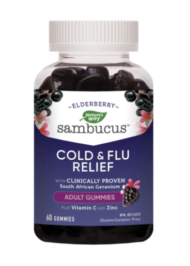 Nature's Way Sambucus Cold & Flu Relief Adult Gummies, 60 Gummies