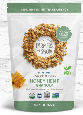 One Degree Sprouted Oat Honey Hemp Granola, 312G