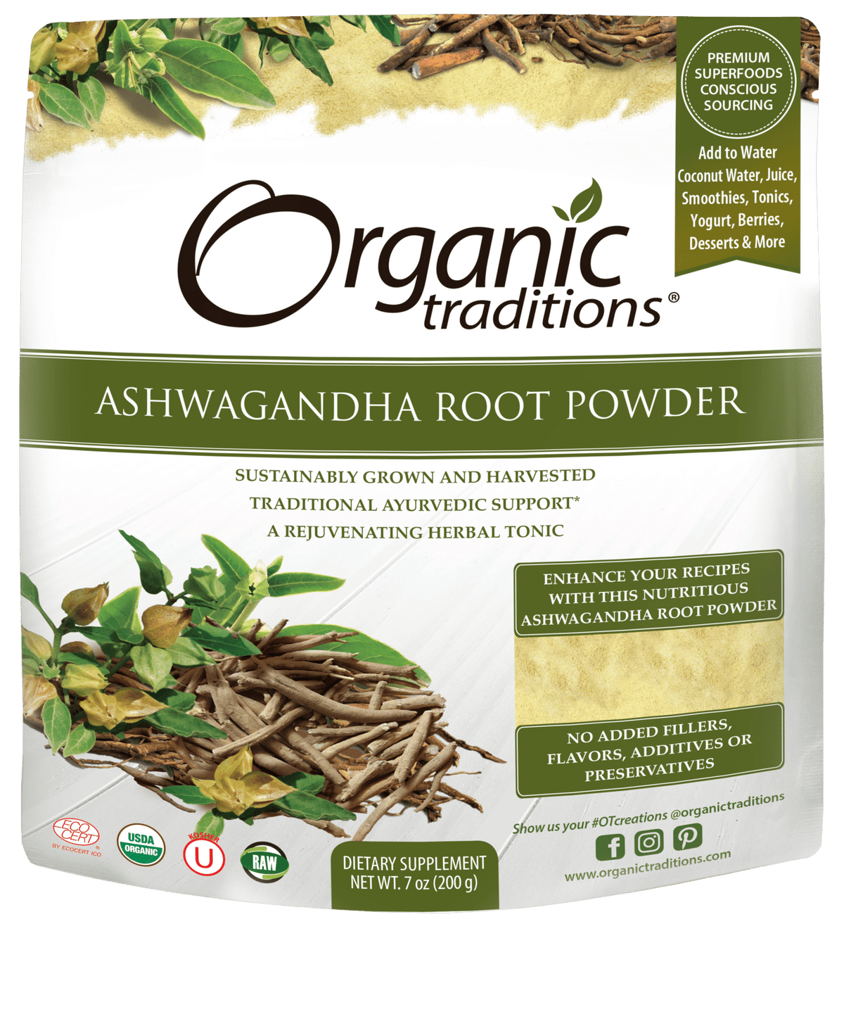 Organic Traditions Ashwagandha Root Powder, 200 g