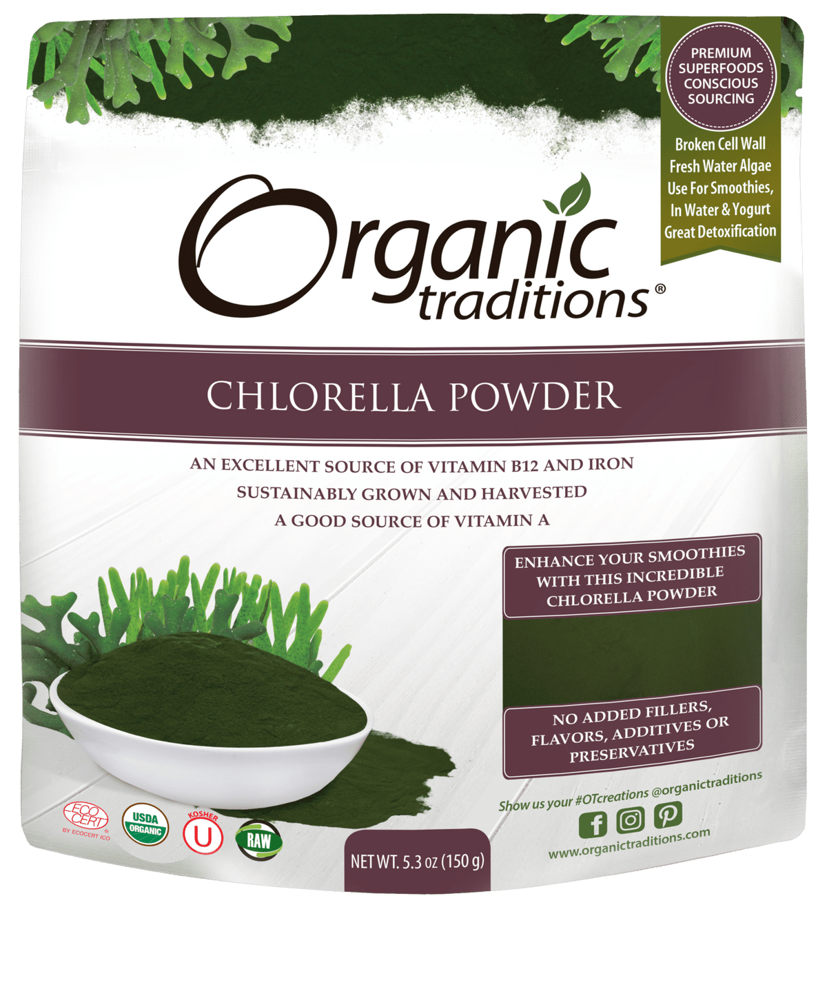 Organic Traditions Chlorella Powder - 150G