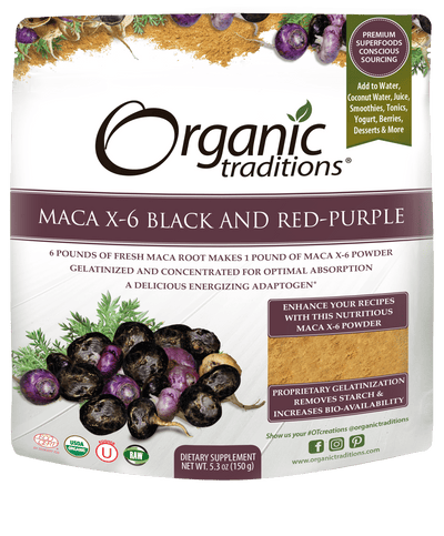 Organic Traditions Maca X-6 Black And Red-Purple Powder - 150G