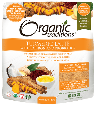 Organic Traditions Turmeric Latte With Saffron And Probiotics Powder - 150G