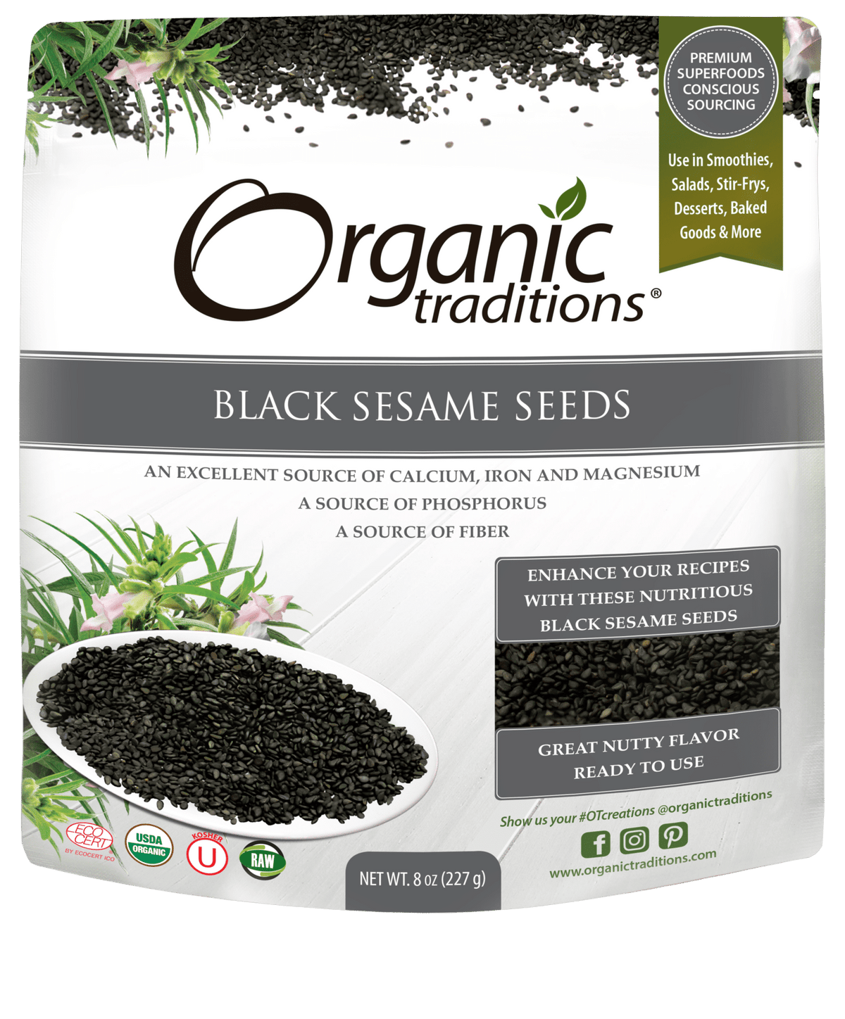 Organic Traditions Black Sesame Seeds, 227 g