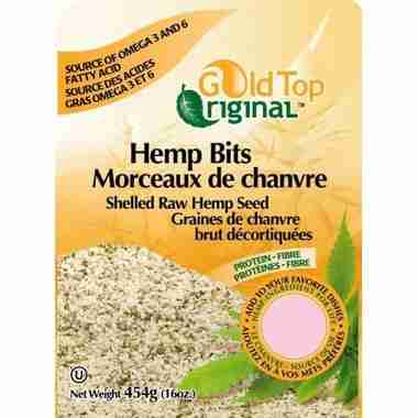 Gold Top Organics Organic Hemp Bits, Shelled Raw Hemp Seed, 454 g