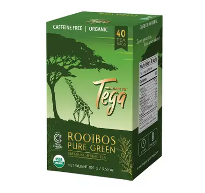 Tega Organic Fairtrade Green Rooibos Tea, 20Ct