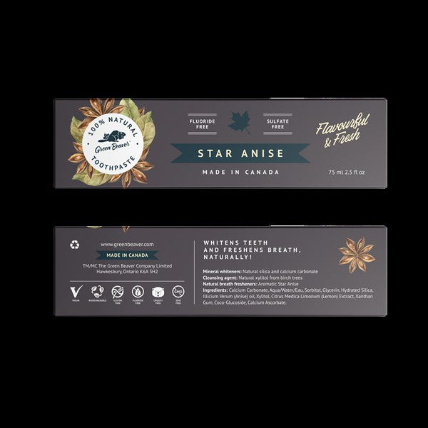 The Green Beaver Company Natural Toothpaste: Star Anise - 75Ml