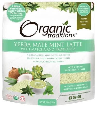 Organic Traditions Yerba Mate Mint Latte (Powder) - 150G