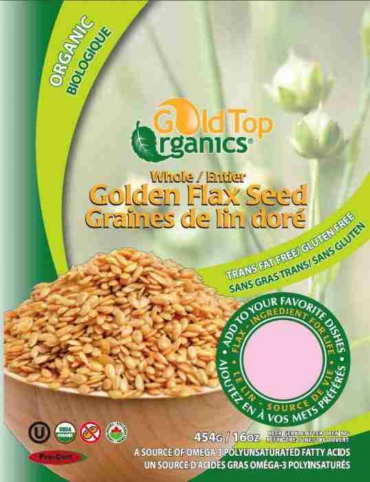 Gold Top Organics Whole Golden Flax Seeds, 454 g