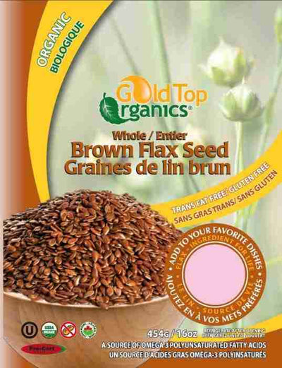Gold Top Organics Whole Brown Flax Seeds - 454G