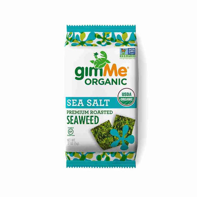 gimMe Organic Roasted Seaweed Snack, Sea Salt, 5 g