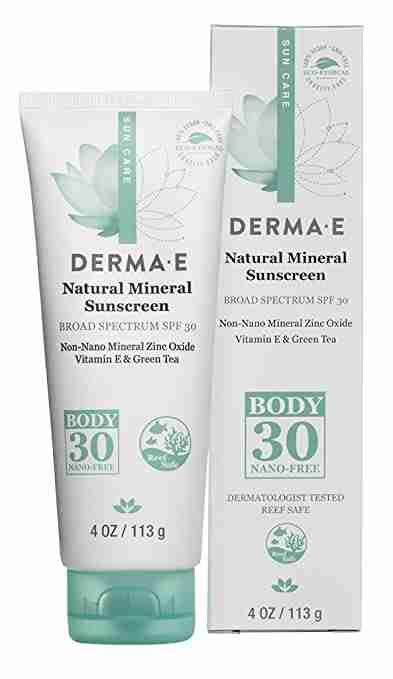 Derma E Natural Mineral Oil-Free Sunscreen SPF 30 Body Lotion, 113 g