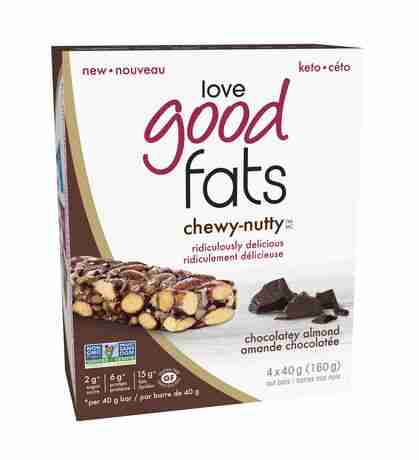 Love Good Fats Chewy-Nutty Keto Bars: Chocolatey Almond - 4X40g (160G)