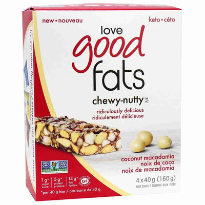 Love Good Fats Chewy-Nutty Keto Bars: Coconut Macadamia - 4X40g (160G)