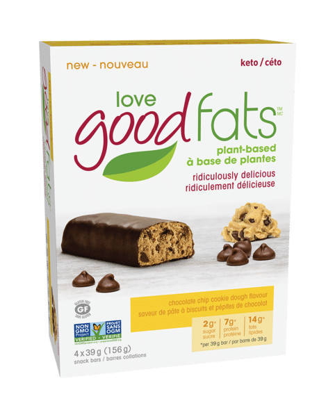 Love Good Fats Plant Based Keto Bars: Chocolate Chip Cookie Dough - 4X39g (156G)