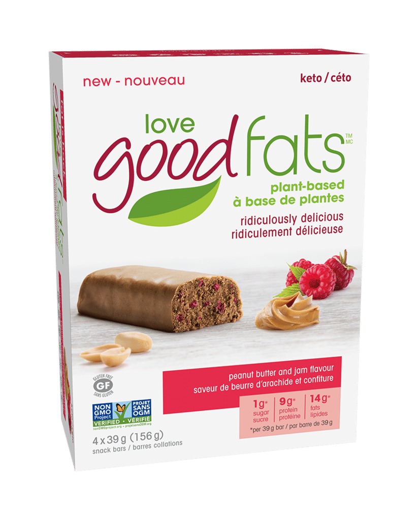 Love Good Fats Plant Based Keto Bars:  Peanut Butter And Jam - 4X39g (156G)
