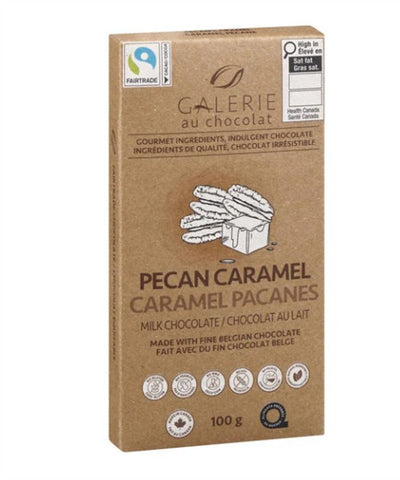 Galerie Fair Trade Milk Chocolate Pecan Caramel Bar, 100G