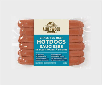 Alderwood Farms Grass Fed All Beef Hot Dogs 375G