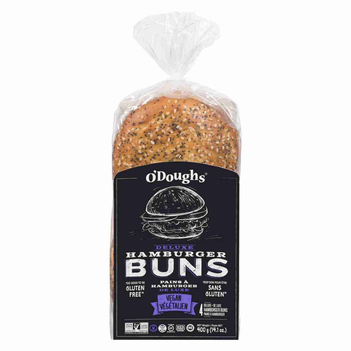 O'doughs, Deluxe Hamburger Buns, 4 Pack, 400G
