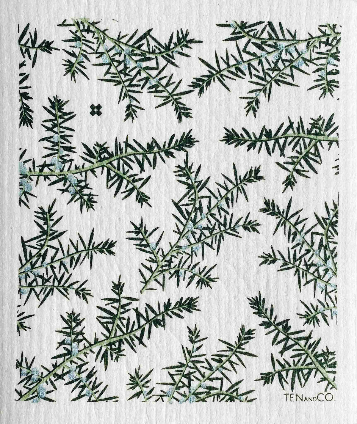 Ten And Co. Sponge Cloth X Juniper Greens On White