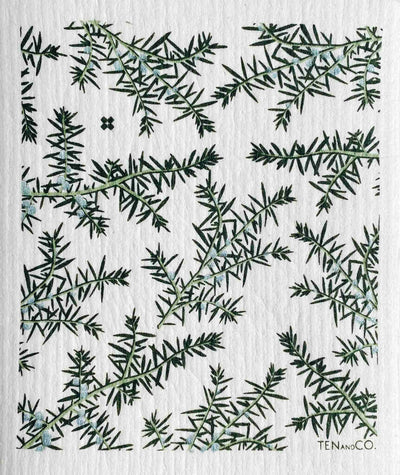 Ten And Co. Sponge Cloth X Juniper Greens On White