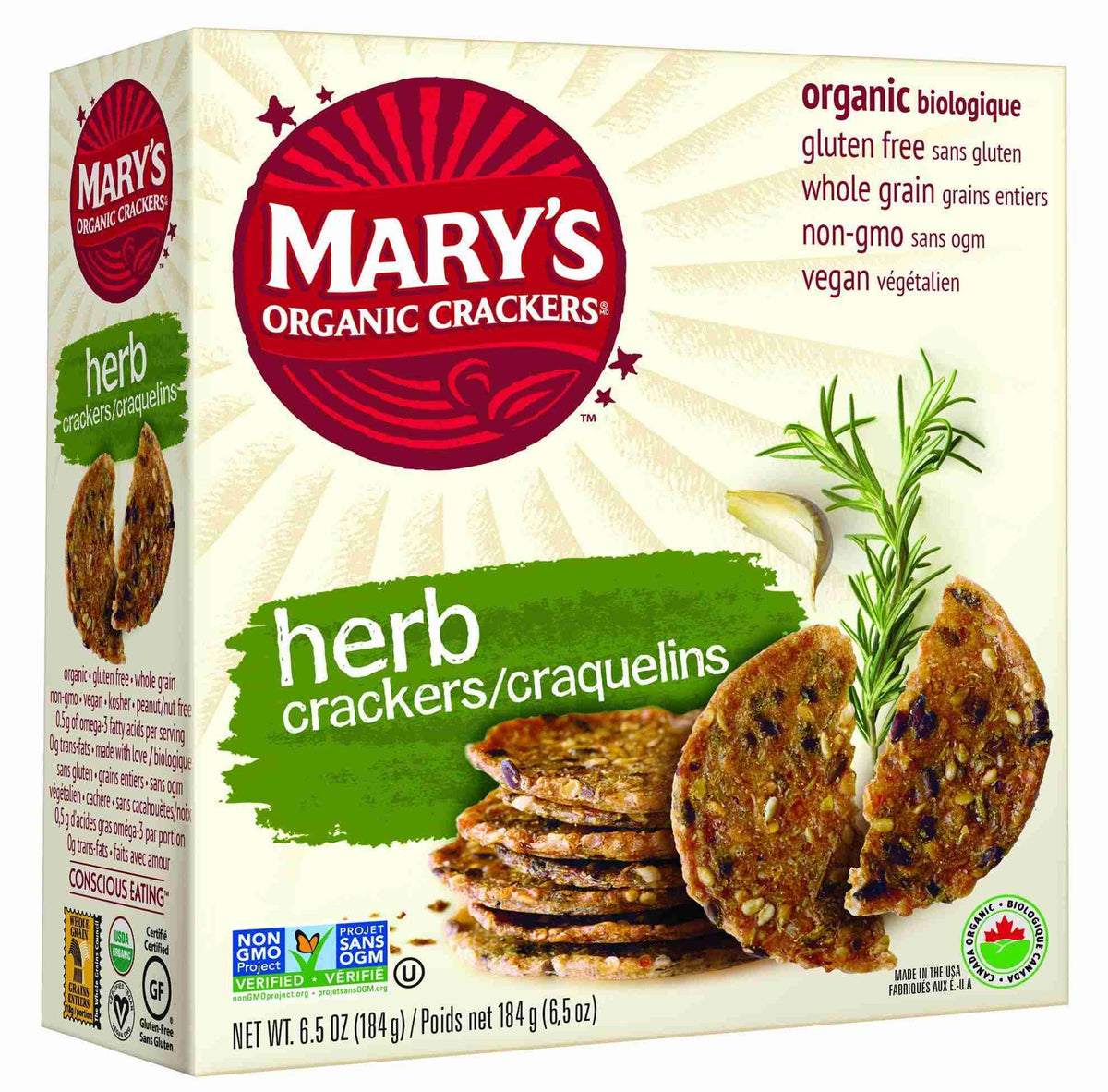 Mary's Organic Crackers: Herb 184G