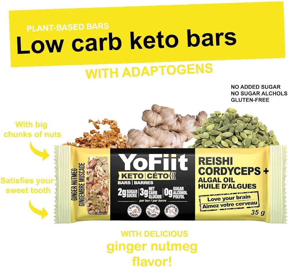Yofiit Keto Bar with Adaptogens, Ginger, 35 g