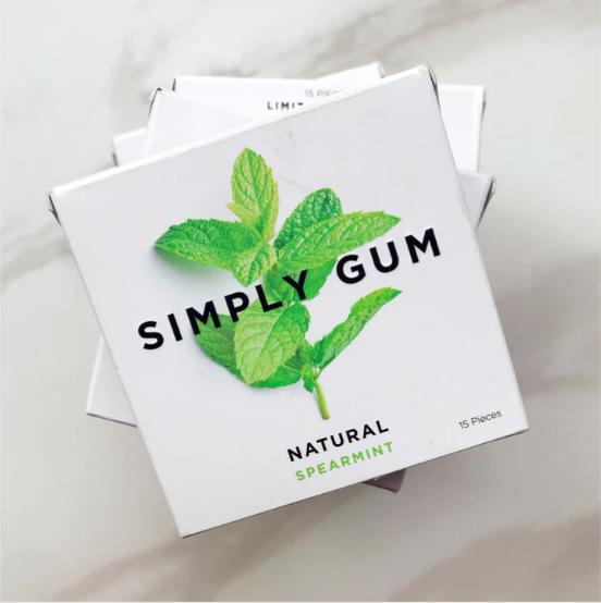 Simply Gum Natural Spearmint Chewing Gum, 15Pc