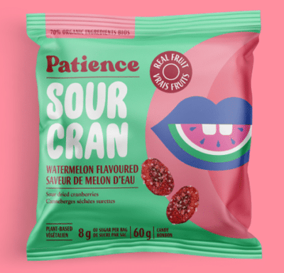 Patience Fruit & Co Organic Sour Dried Cranberries Watermelon 60G