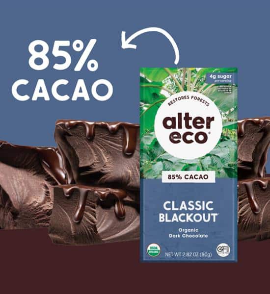 Alter Eco Organic Blackout 85% Cacao Dark Chocolate, 80 g