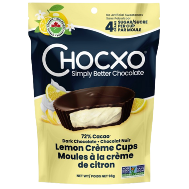 ChocXO 72% Dark Chocolate Lemon Creme Cups, 98 g