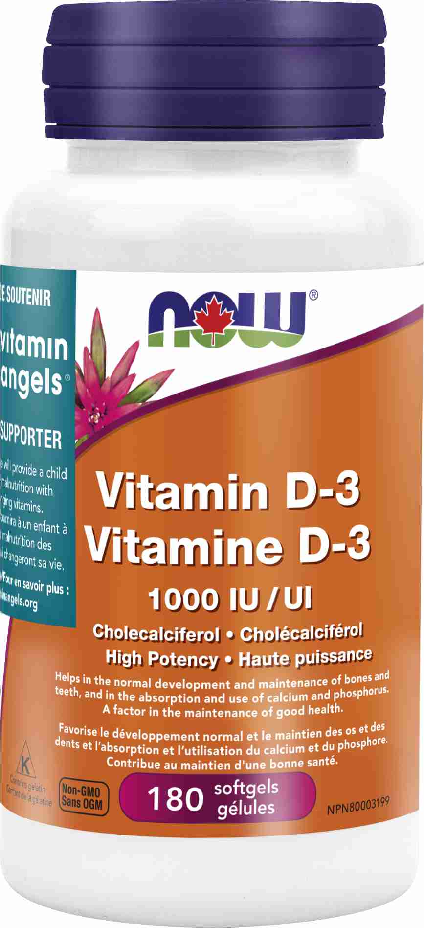 Now, Vitamin D-3 1000IU, 180 Softgels (VITAMIN ANGELS Donation)