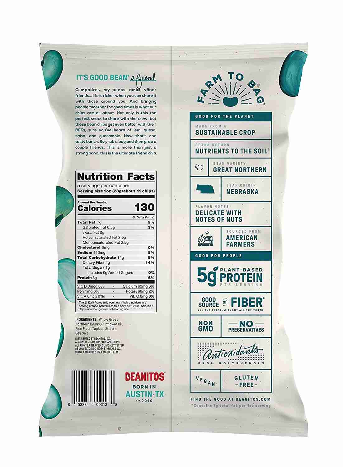 Beanitos White Bean Chips: Restaurant Style - 142G