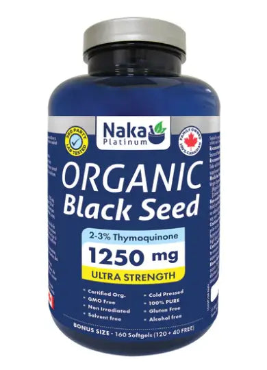 Naka Organic Black Seed Ultra Strength 1250 mg, 160 Softgels