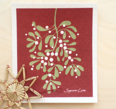 Square Love Swedish Sponge Cloths - Mistletoe
