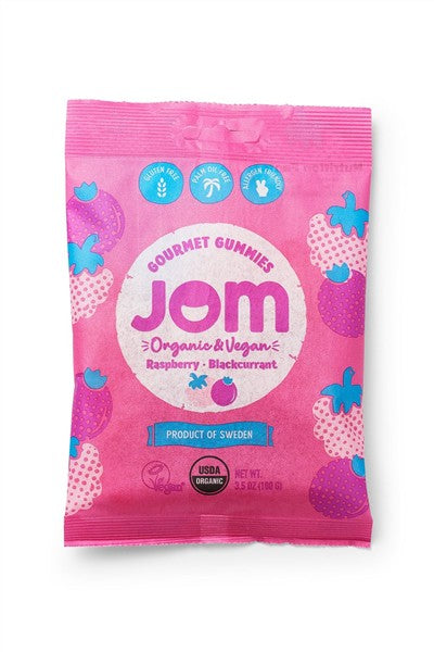 JOM Organic Raspberry & Blackcurrant Gummies, 100 g