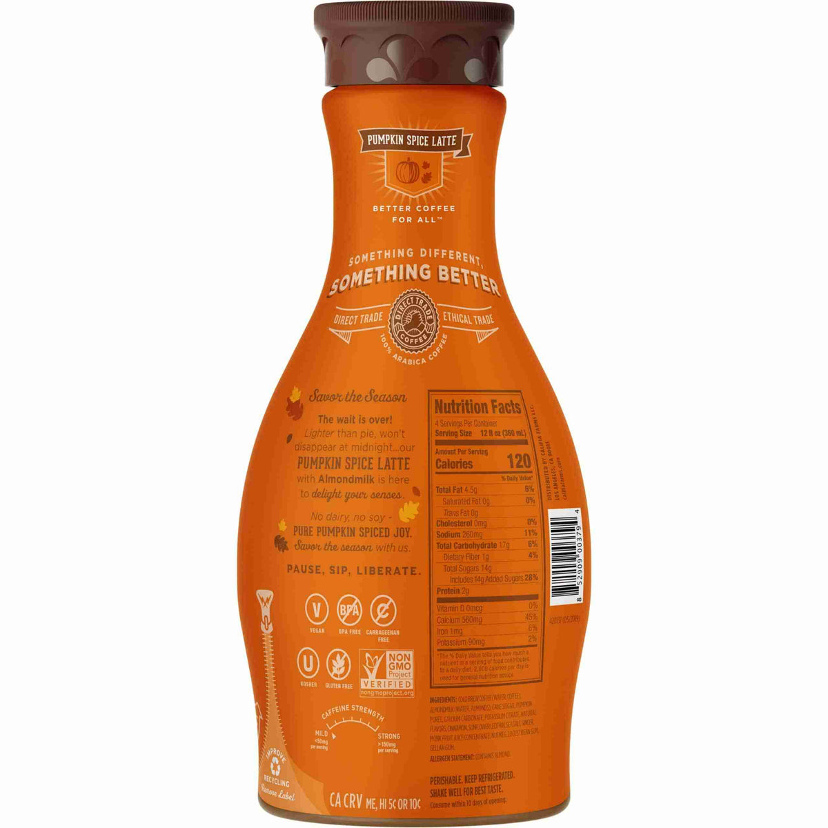 Califia Farms - Pumpkin Spice Latte Cold Brew Coffee, 48 Fl Oz