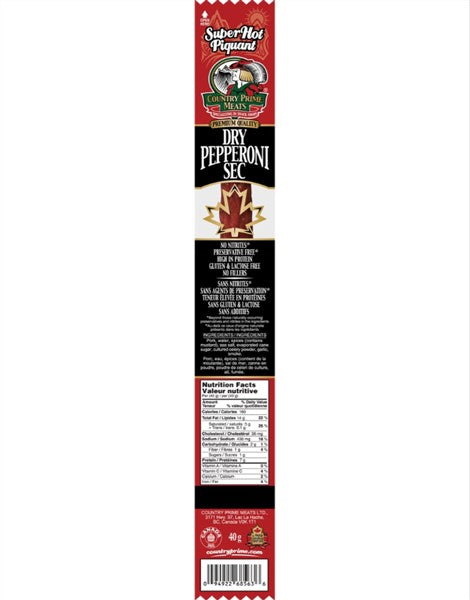 Country Prime Meats Dry Pepperoni Stick, Super Hot, 40 g