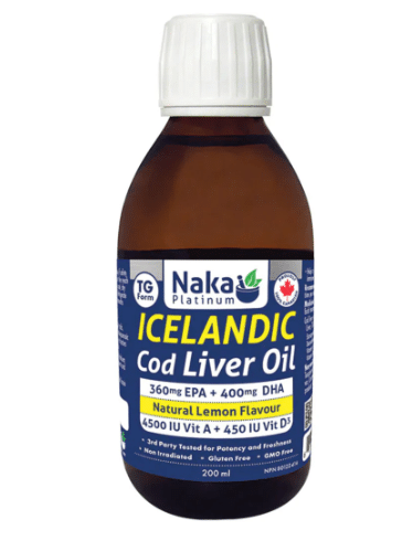 Naka Icelandic Cod Liver Oil, Lemon, 200 mL