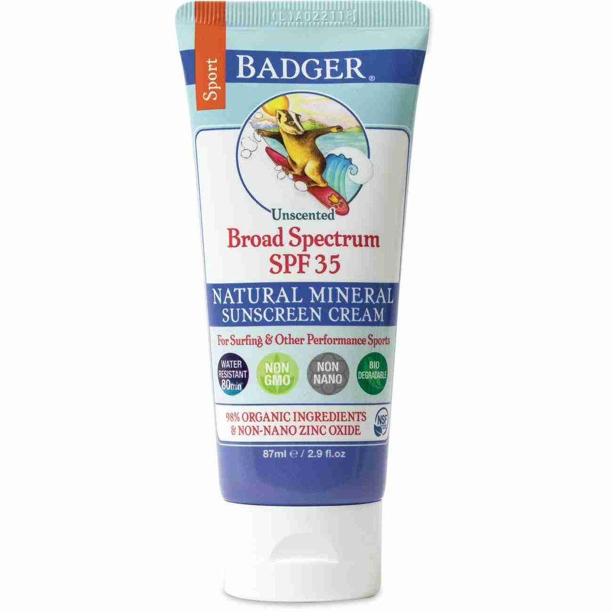 Badger Unscented Broad Spectrum Sunscreen SPF 40 - 87Ml