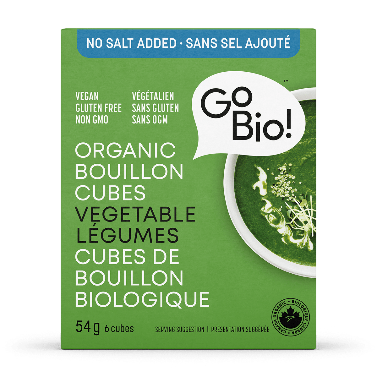 Go Bio Food Organic Bouillon Cubes: No Salt Added Vegetable - 66G