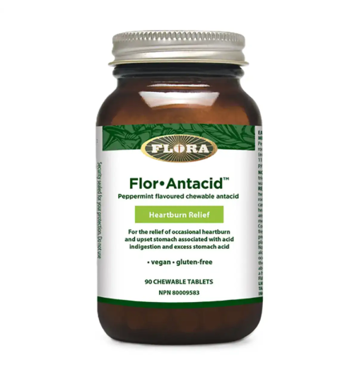 Flora Flor Antacid Peppermint Flavoured Chewable Tablets, 90 Count