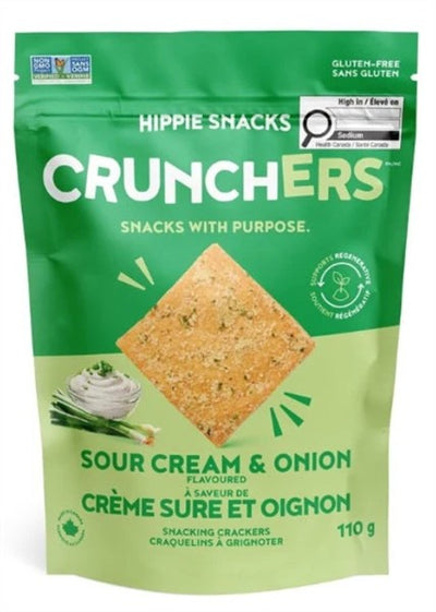 Hippie Snacks Crunchers - Sour Cream & Onion, 110G