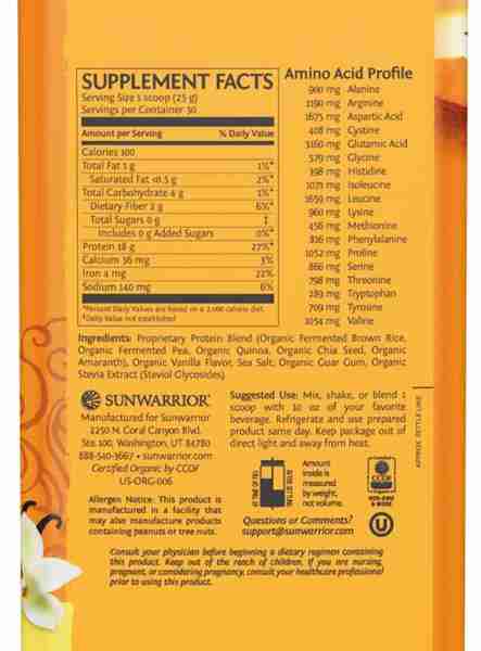 Sunwarrior Classic Plus Protein Vanilla 750G