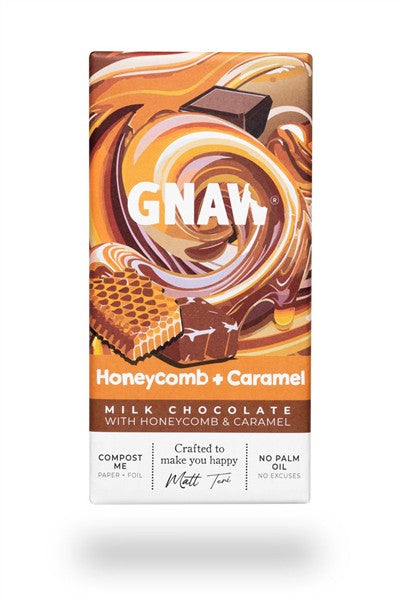 Gnaw Honeycomb & Caramel Milk Chocolate Bar, 80 g