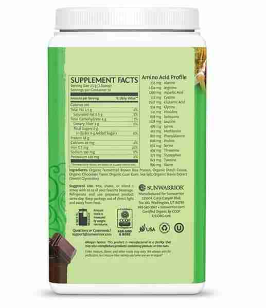 Sunwarrior Classic Rice Protein Chocolate 750G