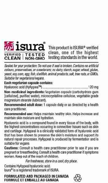 Natural Factors Vegan Hyaluronic Acid 120Mg, 60 V-Caps