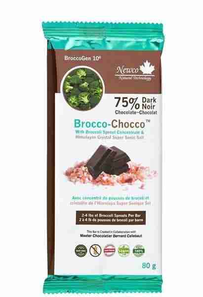 Brocco-Chocco 75% Dark Chocolate Bar, 80G