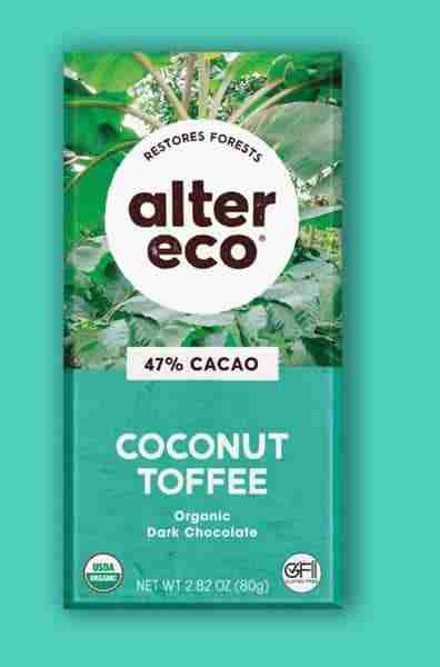 Alter Eco Dark Chocolate Coconut Toffee Bar, 80 g