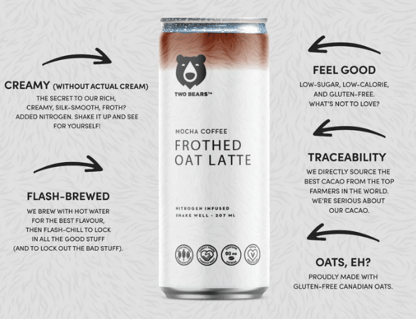 Two Bears - Frothed Mocha Coffee Oat Milk Latte, 207Ml