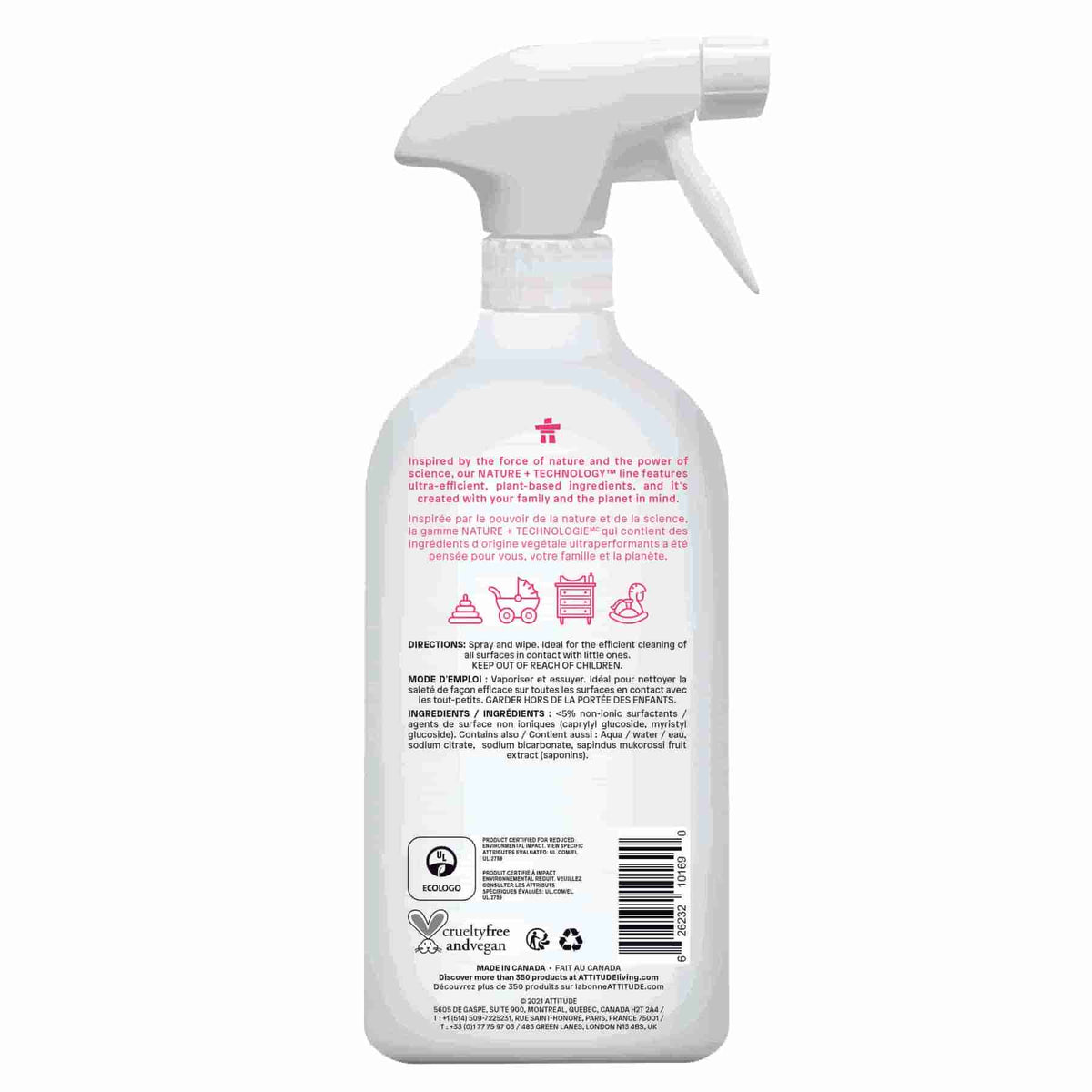 Attitude Living - Toy & Surface Cleaner Unscented, 800Ml